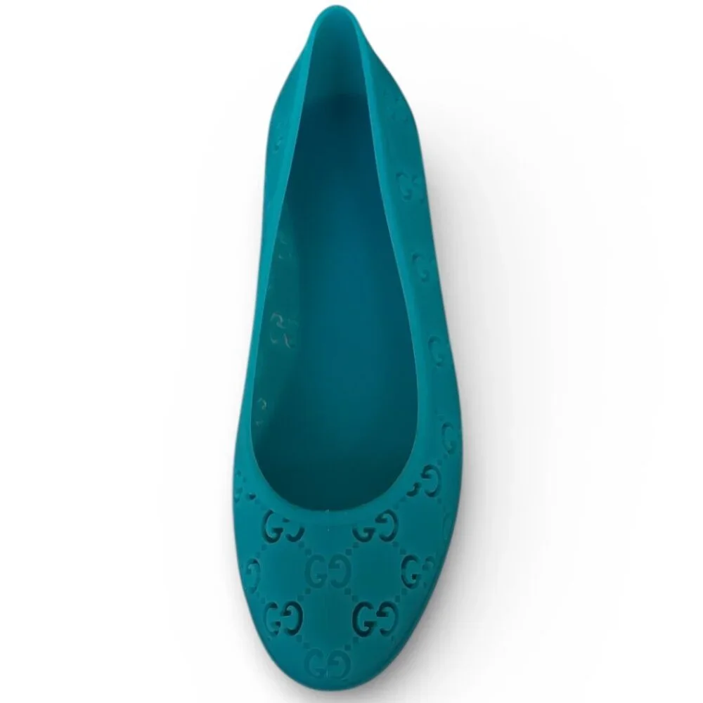 Authentic Gucci Teal GG  Rubber Jelly Ballet Flats EU 40 (US 9.5–10) NIB - Picture 4 of 16